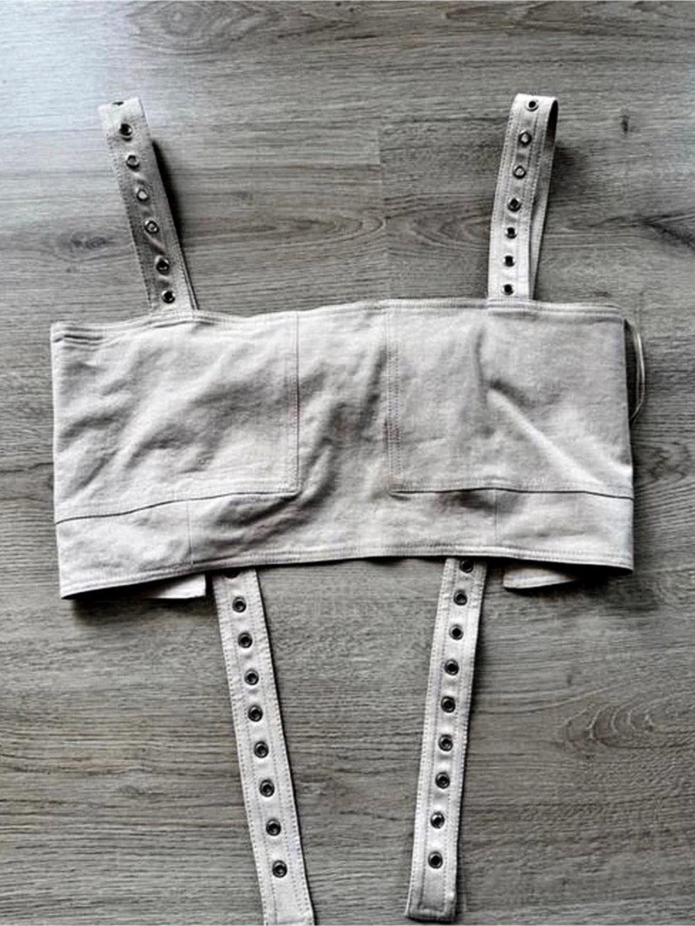 Zara Eyelet Strap Crop Top in Beige NWT